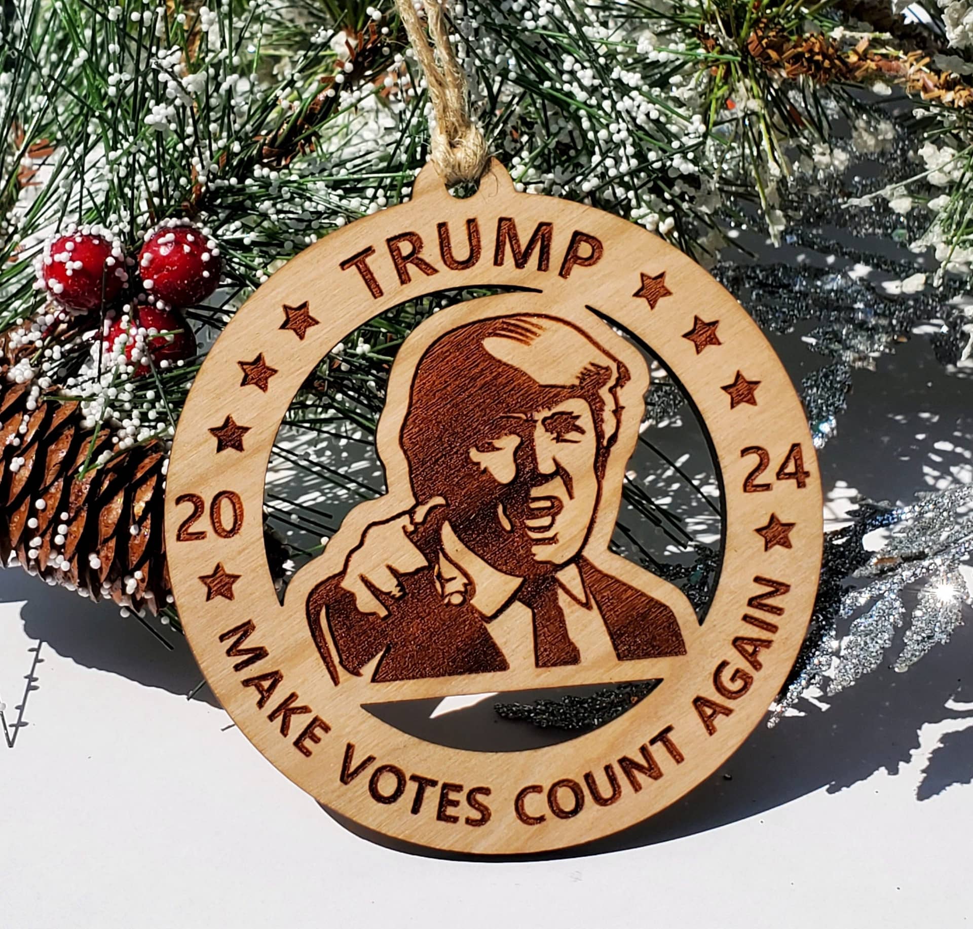 Trump 2024 Make America Great Again Wine Christmas Ornament - Trends Bedding
